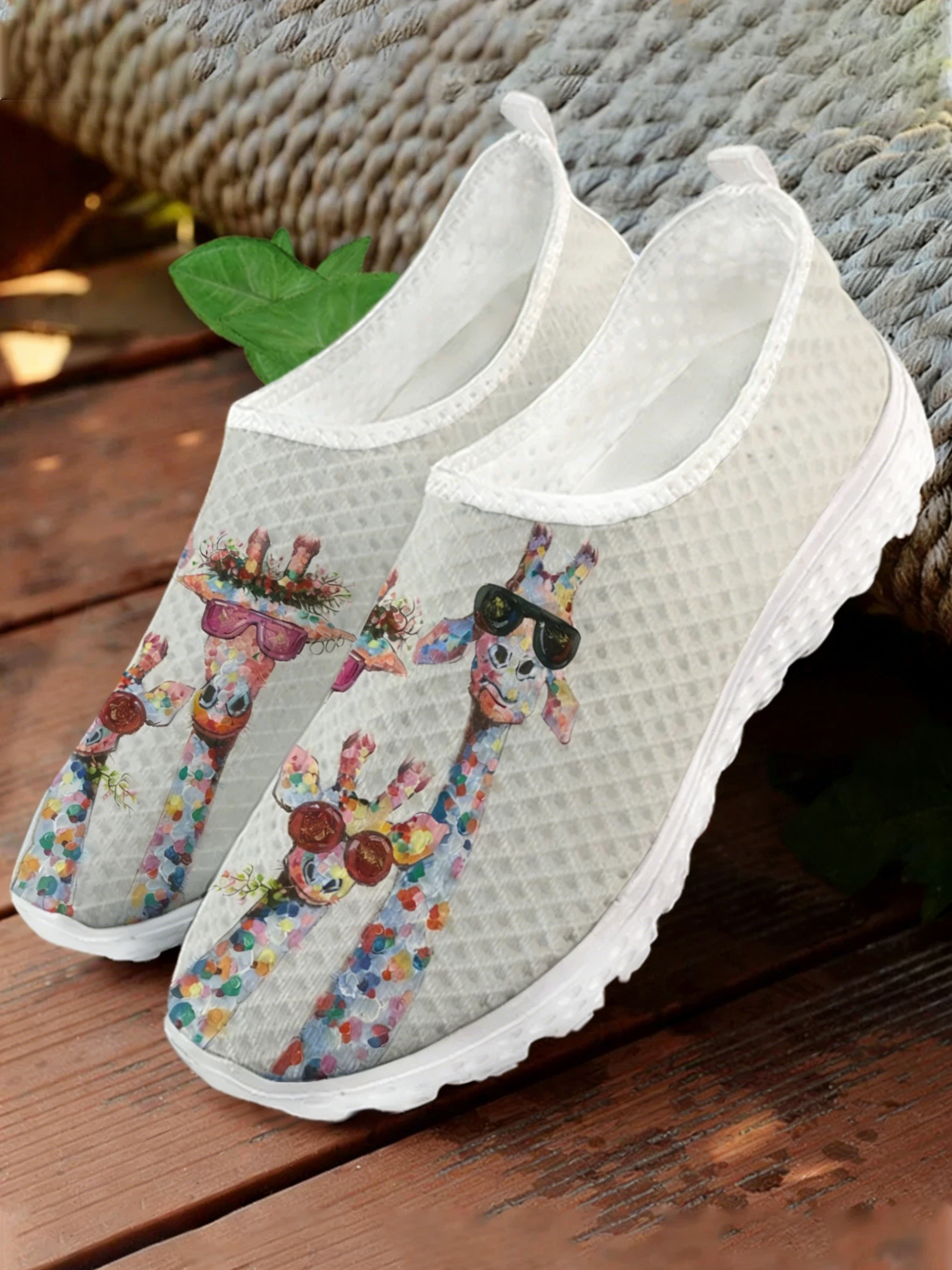 Women Shoes Tennis - Cartoon Giraffe Print Mesh High Quality