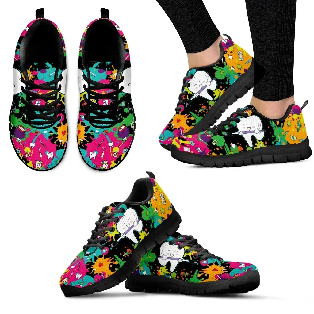 Women Shoes Tennis - Dental Footwear Tie Dye Painted Mesh
