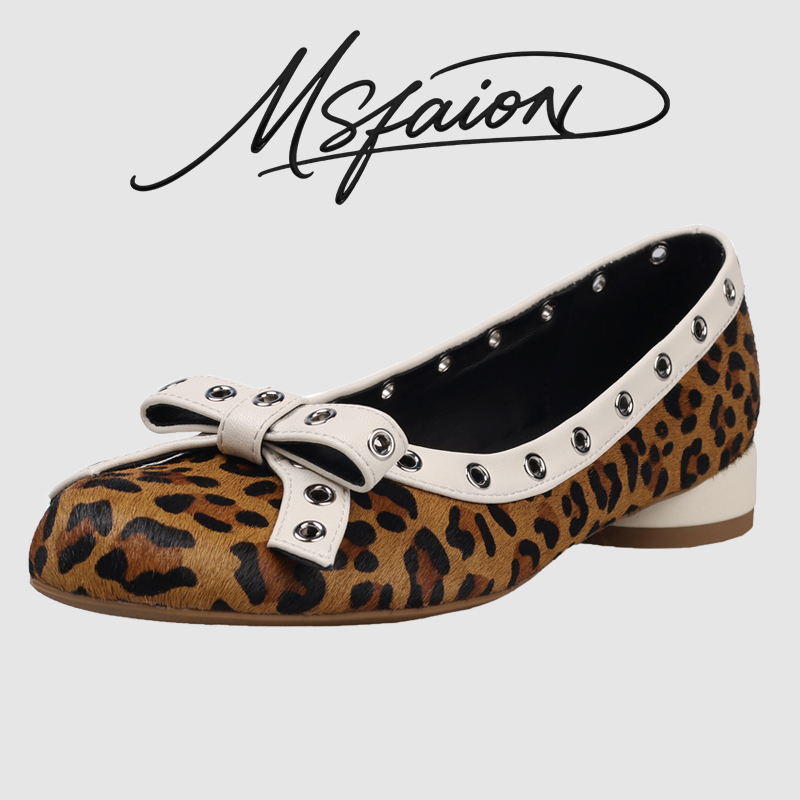 Court Heel Pointed - Women's Leopard Print Patent Leather Flats