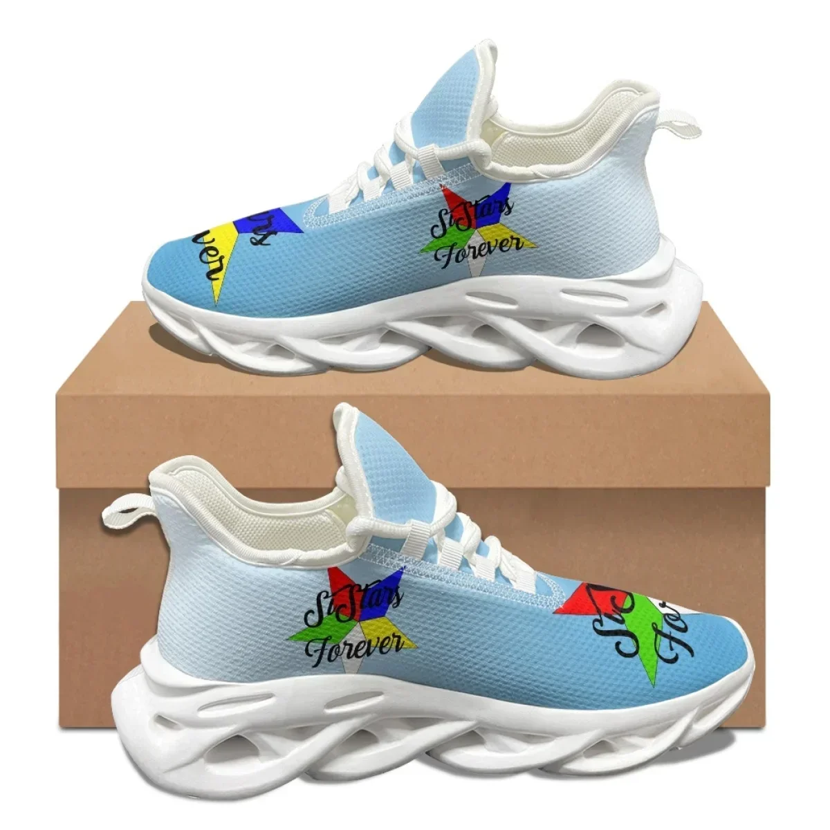 Women Shoes Tennis - Sky Blue Pentagram OES Pattern New