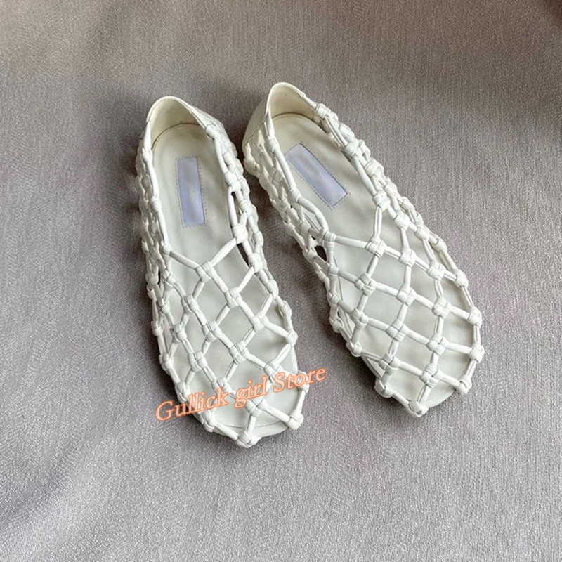 Women Shoes Formal - French Woven Mesh Hollow flat Sandals