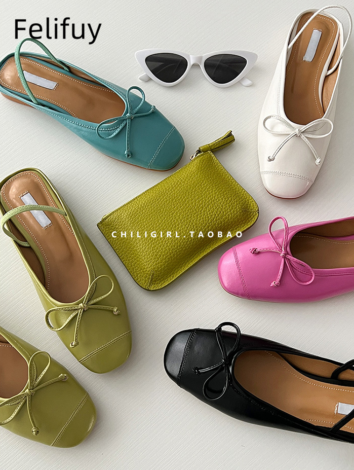 Women Shoes Kinds - Korea Cross Strap Round-toe Bow Flat-sole