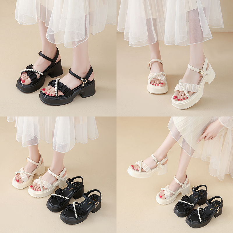 Gladiator Sandal Women - **Fashionable/Elegant Pearl Banquet High-heeled Sandals for