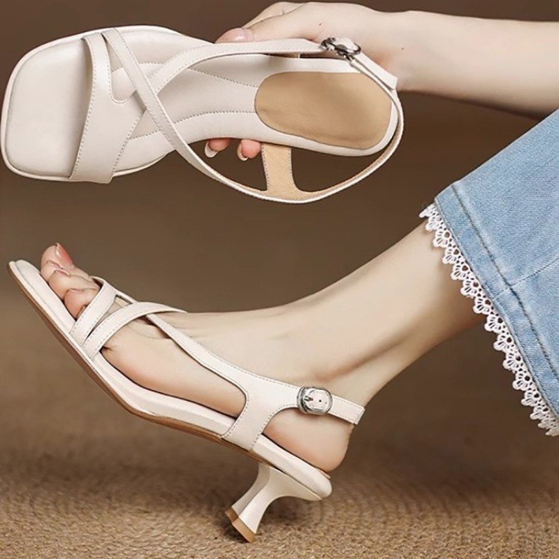 Women's Sandals Fashion Elegan - Square Toe Mule ulasan dan harga
