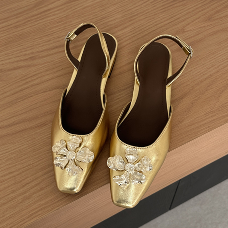 Aneikeh Golden Fashion Flower  - Square Toe Mule ulasan dan harga