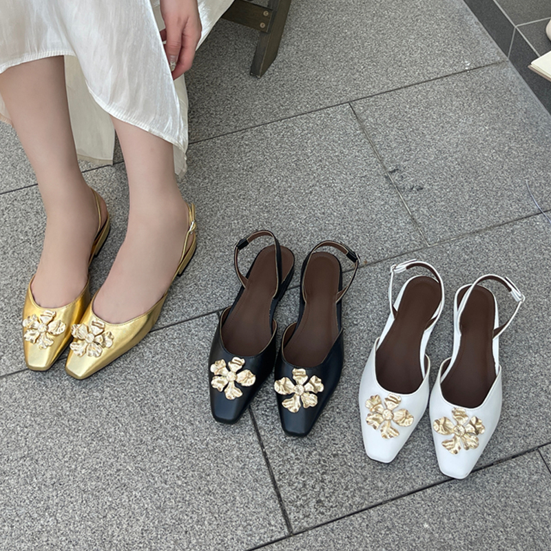 Aneikeh Golden Fashion Flower  - Square Toe Mule ulasan dan harga