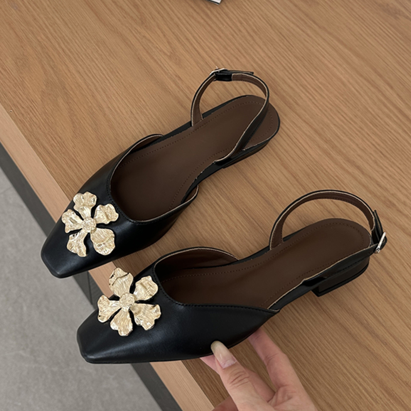 Aneikeh Golden Fashion Flower  - Square Toe Mule ulasan dan harga