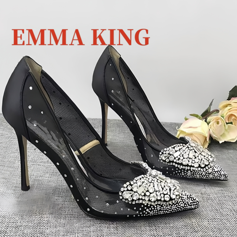 Mesh Embellished Court Shoes,W - Court Heel Pointed ulasan dan harga