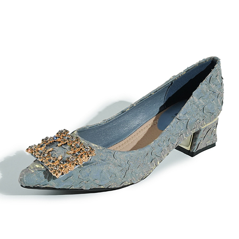 Fashion Blue Satin Rhinestone  - Women Shoes Wedges ulasan dan harga