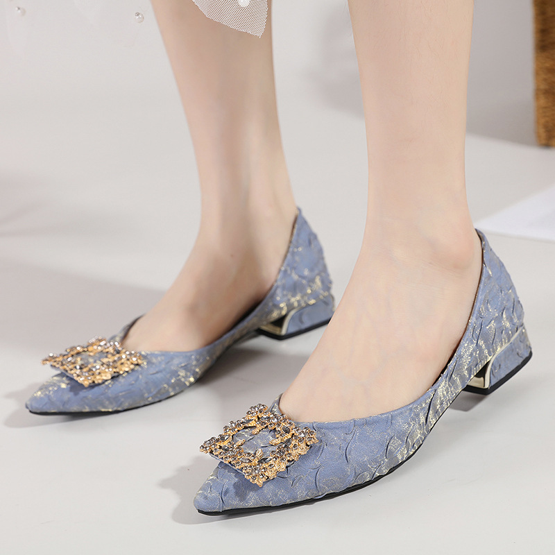 Fashion Blue Satin Rhinestone  - Women Shoes Wedges ulasan dan harga
