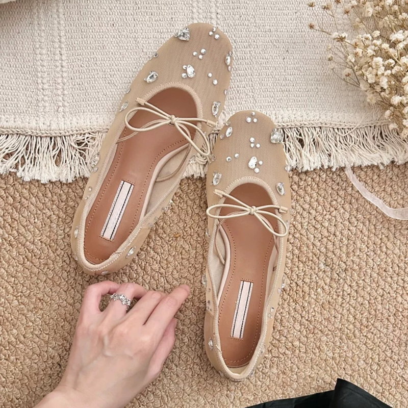 Diamond Luxury Mesh Mules Sand - Square Toe Mule ulasan dan harga