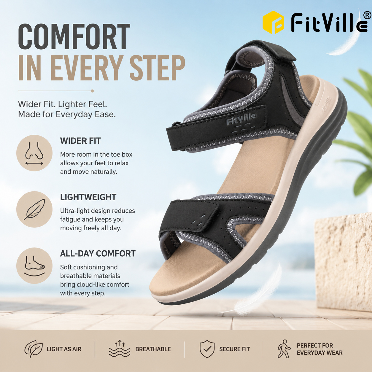 FitVille Women'S Sandals Summe - Women'S Shoes For Plantar Fasciitis ulasan dan harga