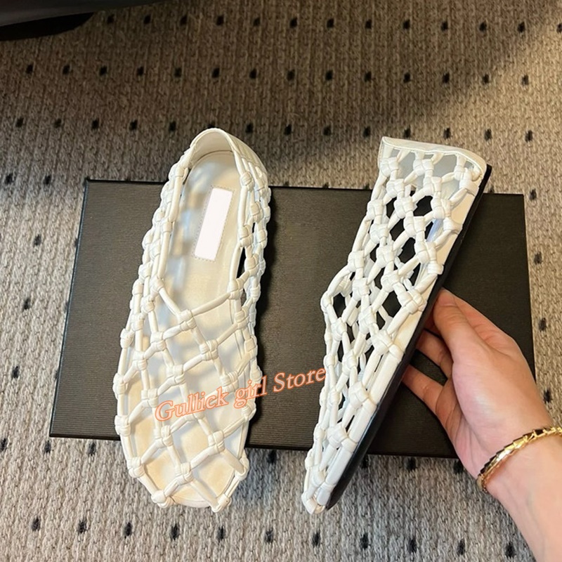 French Woven Mesh Hollow flat  - Women Shoes Formal ulasan dan harga