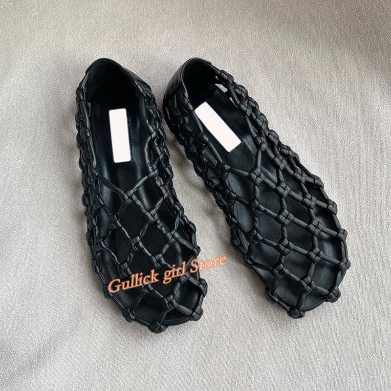 French Woven Mesh Hollow flat  - Women Shoes Formal ulasan dan harga