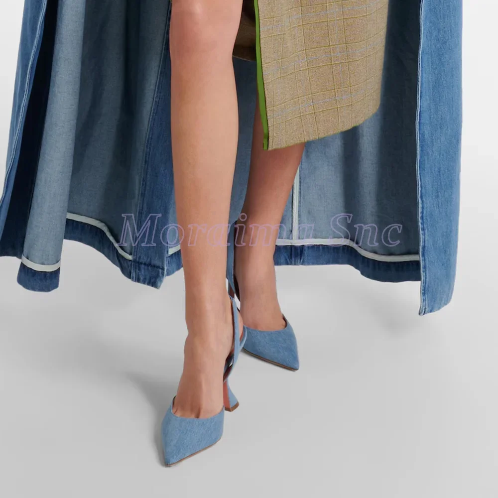 Denim Pointed Toe Sandals Wine - Women Shoes Formal ulasan dan harga