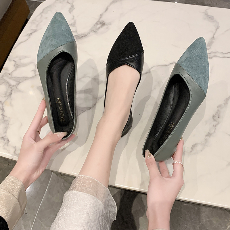 Flat black leather shoes for w - Women'S Shoes For Work ulasan dan harga