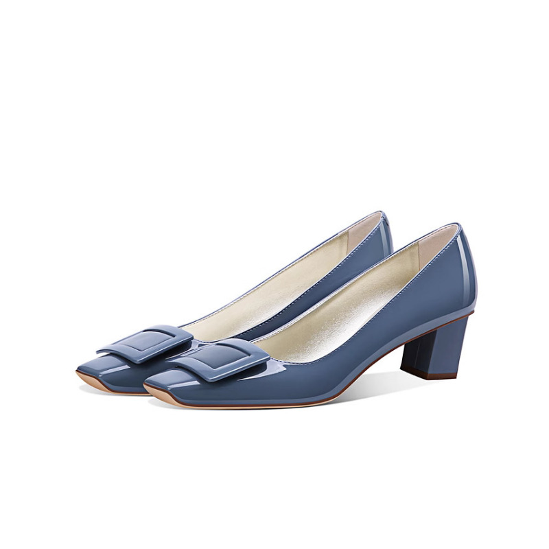 Elegant Blue Square Buckle Pum - Women'S Shoes Navy Blue ulasan dan harga