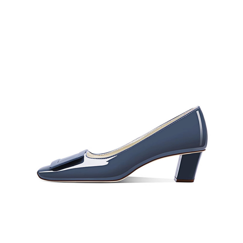 Elegant Blue Square Buckle Pum - Women'S Shoes Navy Blue ulasan dan harga