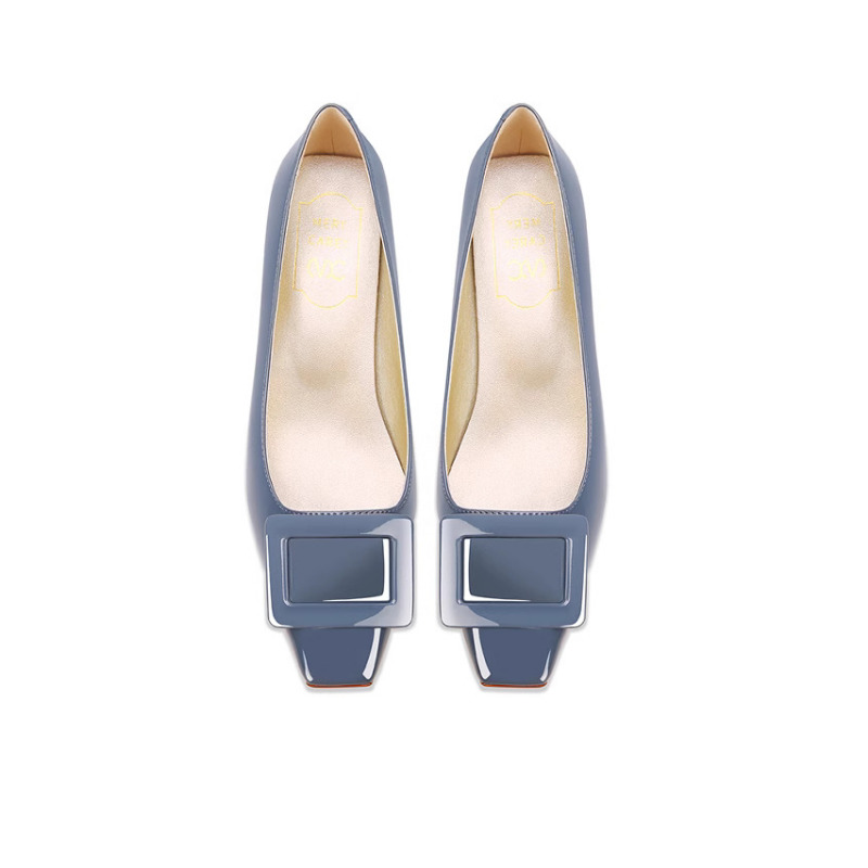 Elegant Blue Square Buckle Pum - Women'S Shoes Navy Blue ulasan dan harga