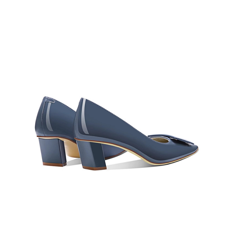 Elegant Blue Square Buckle Pum - Women'S Shoes Navy Blue ulasan dan harga