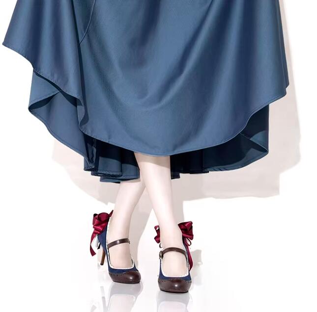 Sexy Back Bowtie with Ruffles  - Women'S Shoes Navy Blue ulasan dan harga