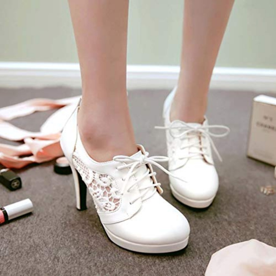 Women Lace Up Stiletto High He - Court Heel Pointed ulasan dan harga