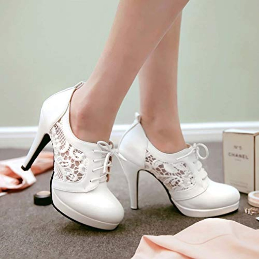 Women Lace Up Stiletto High He - Court Heel Pointed ulasan dan harga