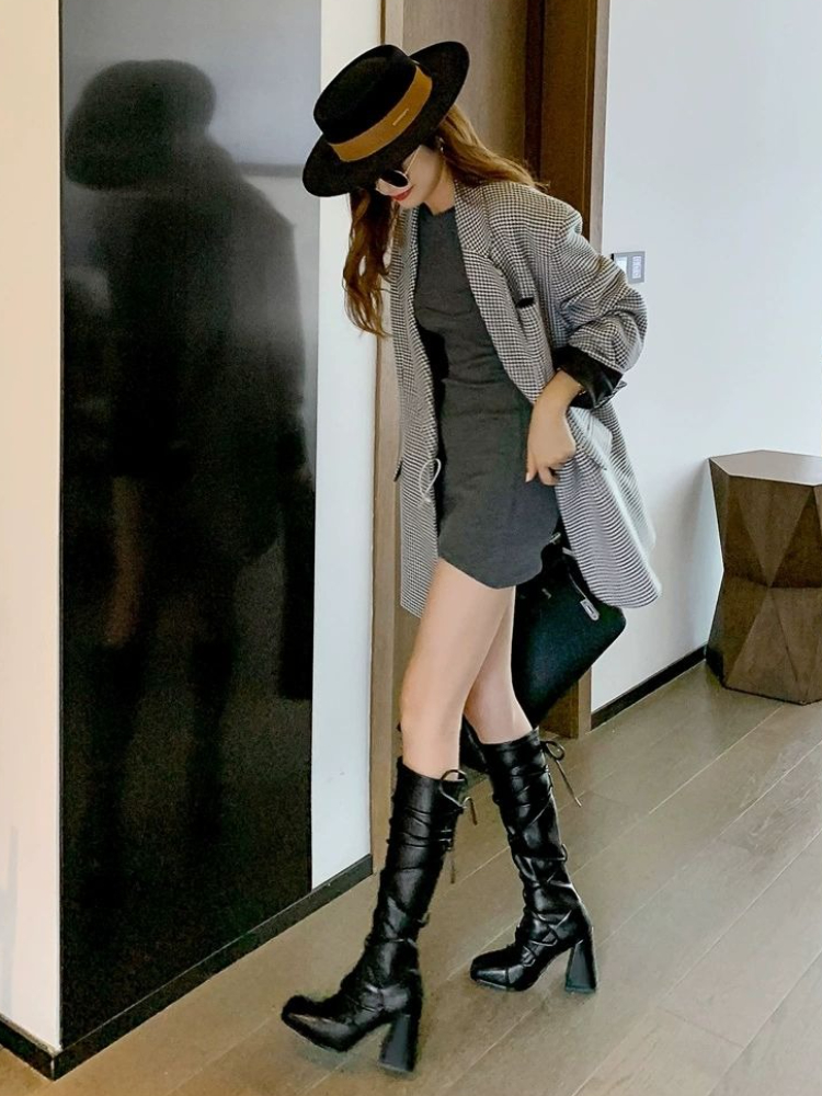 Autumn Winter Leather Strap Kn - Women'S Shoes For Work ulasan dan harga