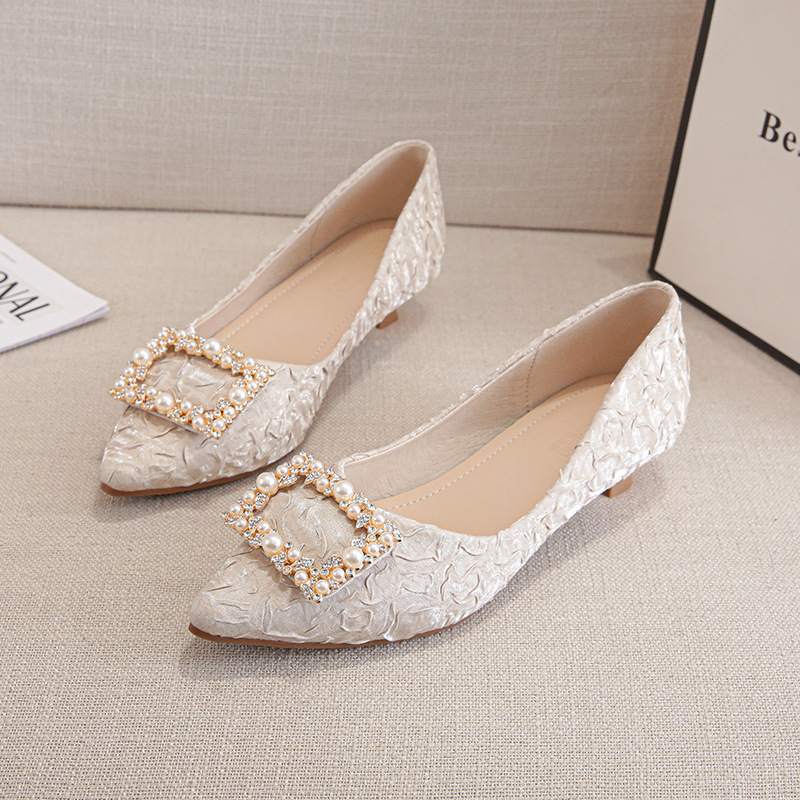 Ivory Textured Satin Pointed T - Women'S Shoes For Work ulasan dan harga